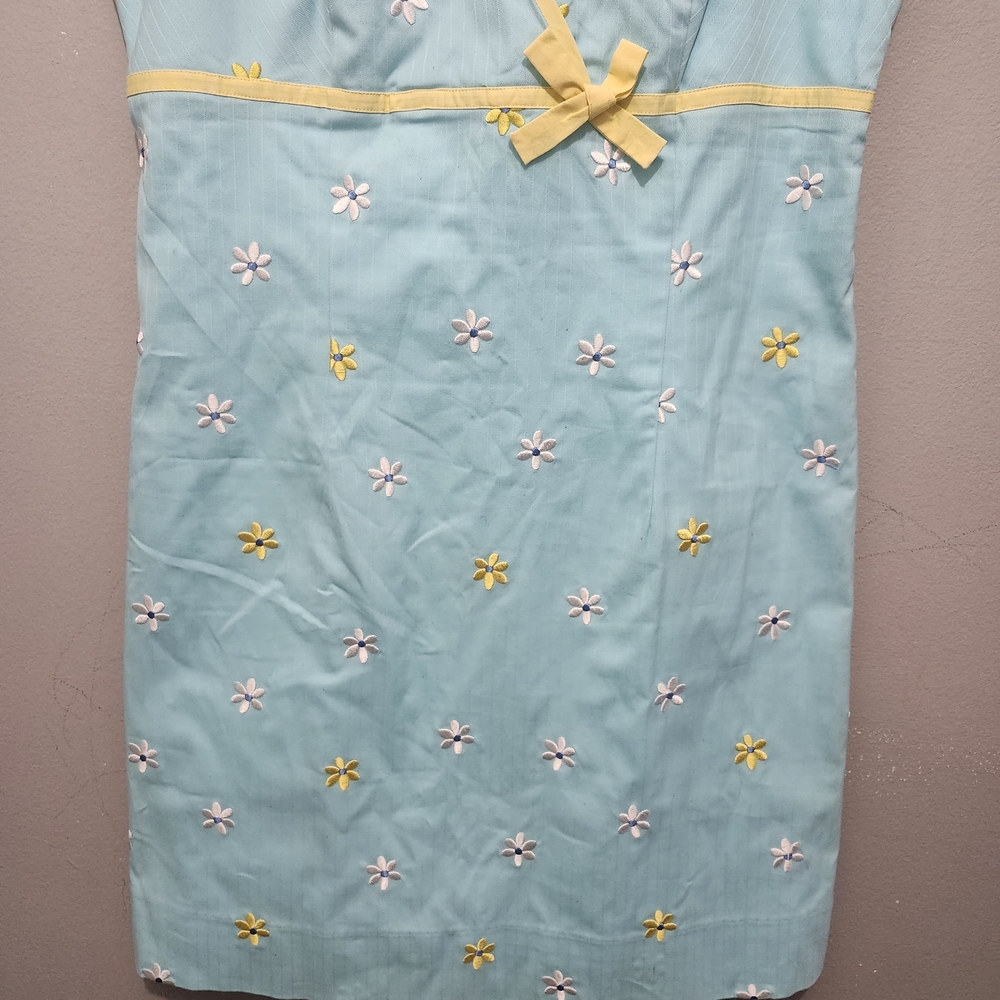 Lilly Pulitzer Vintage Light Blue and Yellow Embroidered Floral Dress Size 10 - Picture 3 of 10